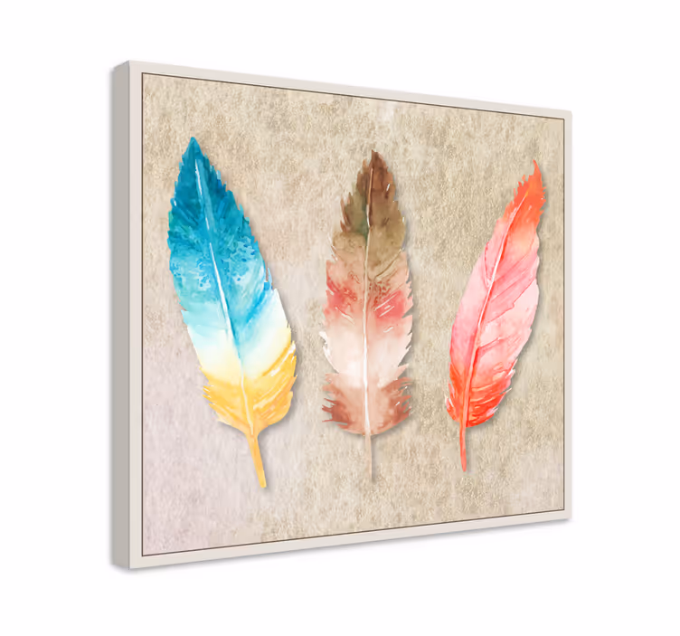 Cuadro plumas Plumas coloridas pintadas de acuarela - TenVinilo