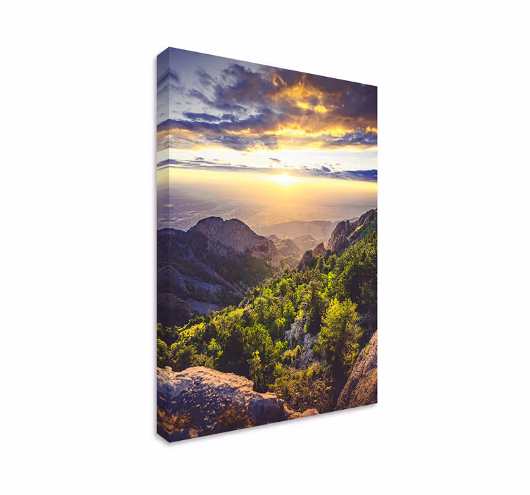 Cuadro paisaje amanecer en la montaña - TenVinilo