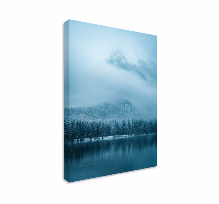 Cuadro paisaje montañas nevadas con lago - TenVinilo