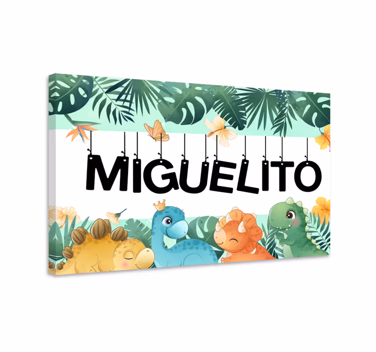 Cuadro infantil de dinosaurios con nombre - TenVinilo