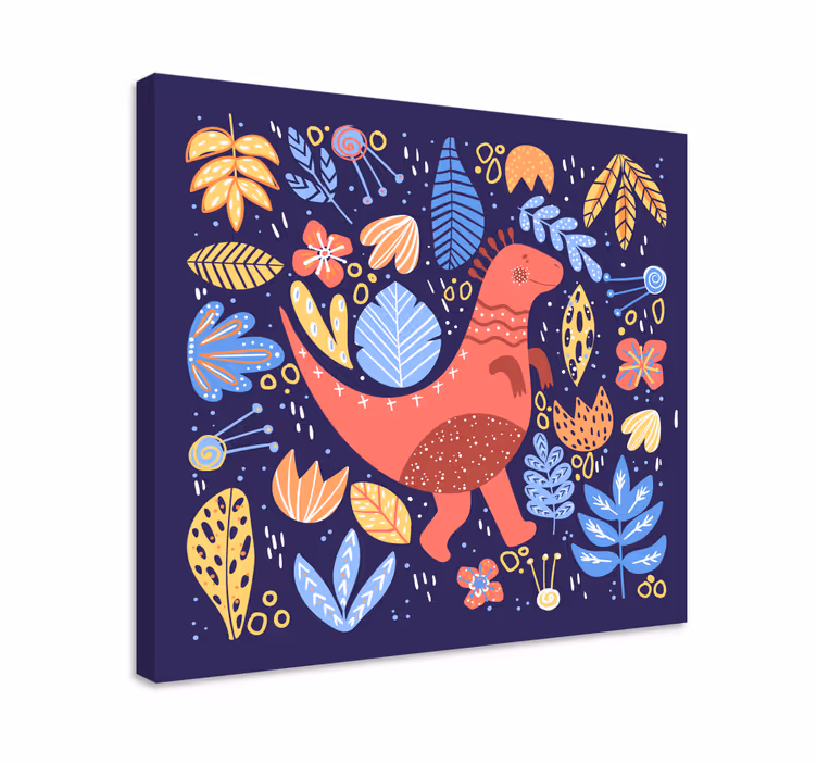 Cuadro de dinosaurios ilustración de dinosaurios juguetones - TenVinilo