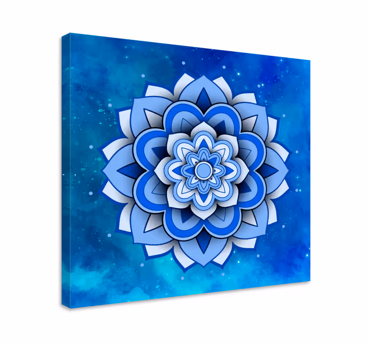Cuadro mandala Mandala floral azul - TenVinilo