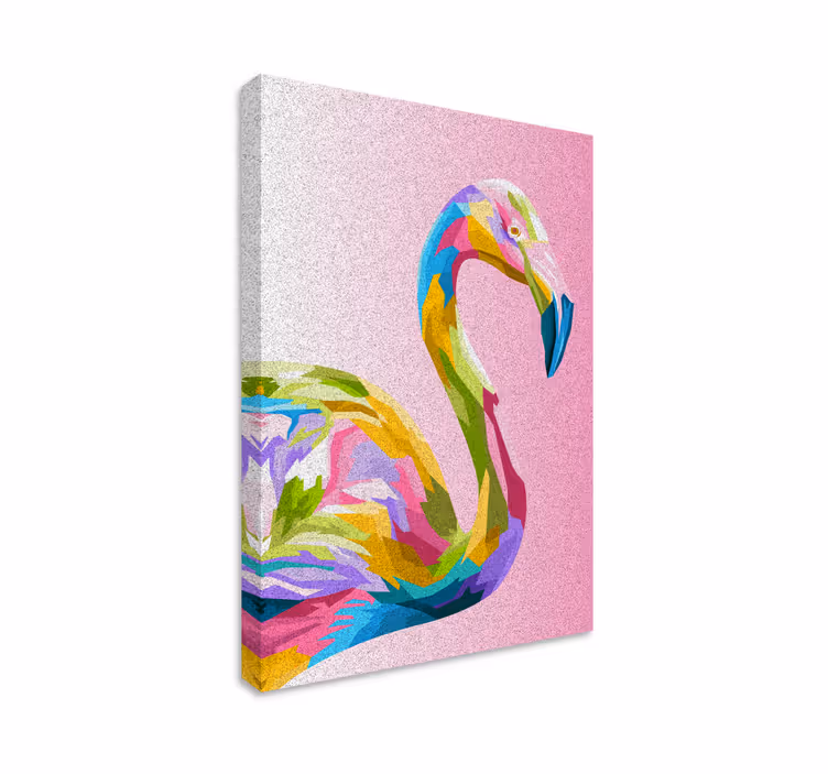 Cuadro animales perfil de flamenco colorido - TenVinilo