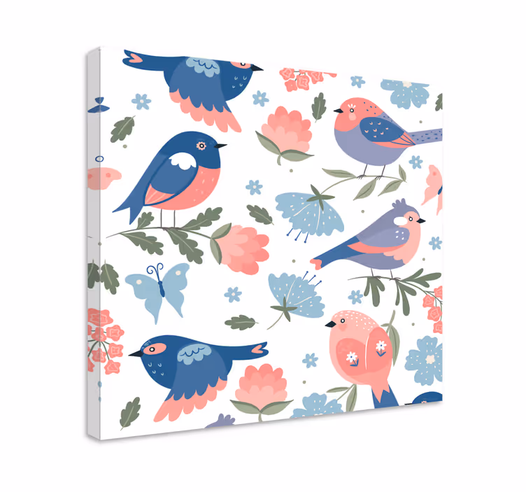 Cuadro de flores aves coloridas florales - TenVinilo