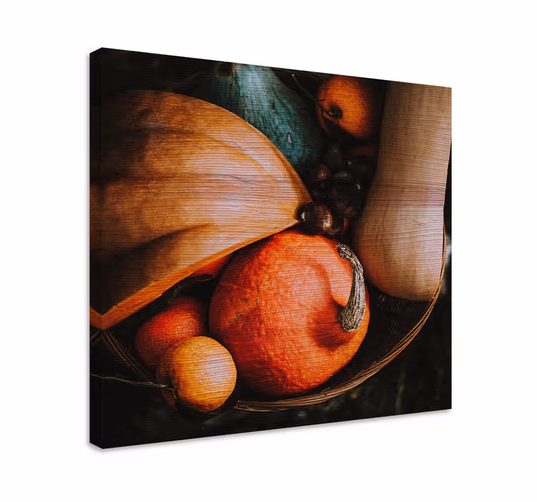 Cuadro bodegones calabaza naranja cosechada - TenVinilo
