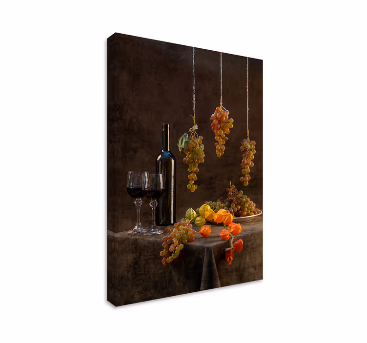 Cuadro bodegones racimo de uvas colgantes - TenVinilo