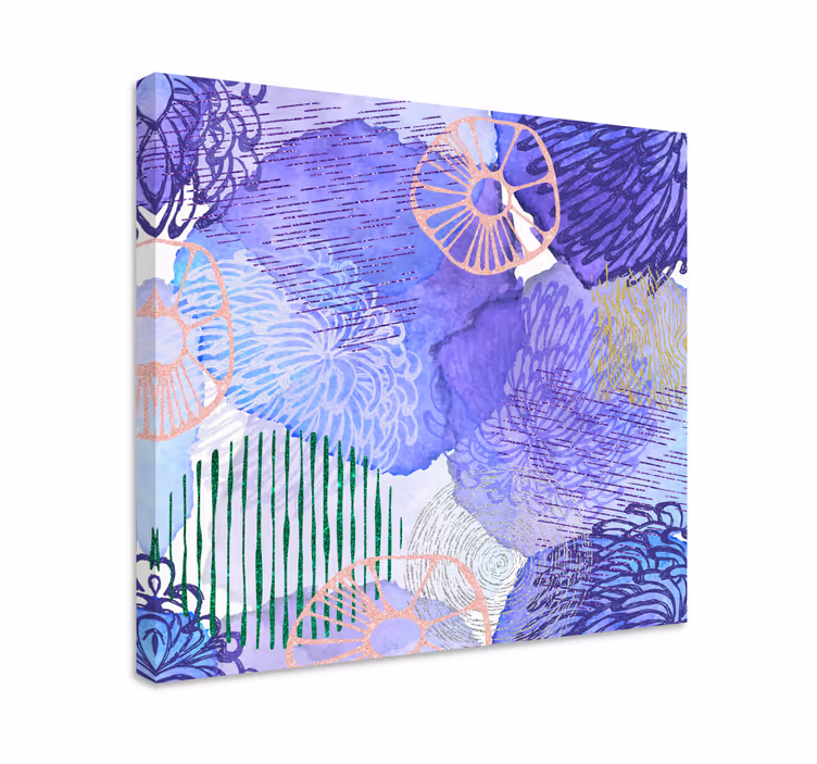 Cuadro de flores con patrones florales morados - TenVinilo