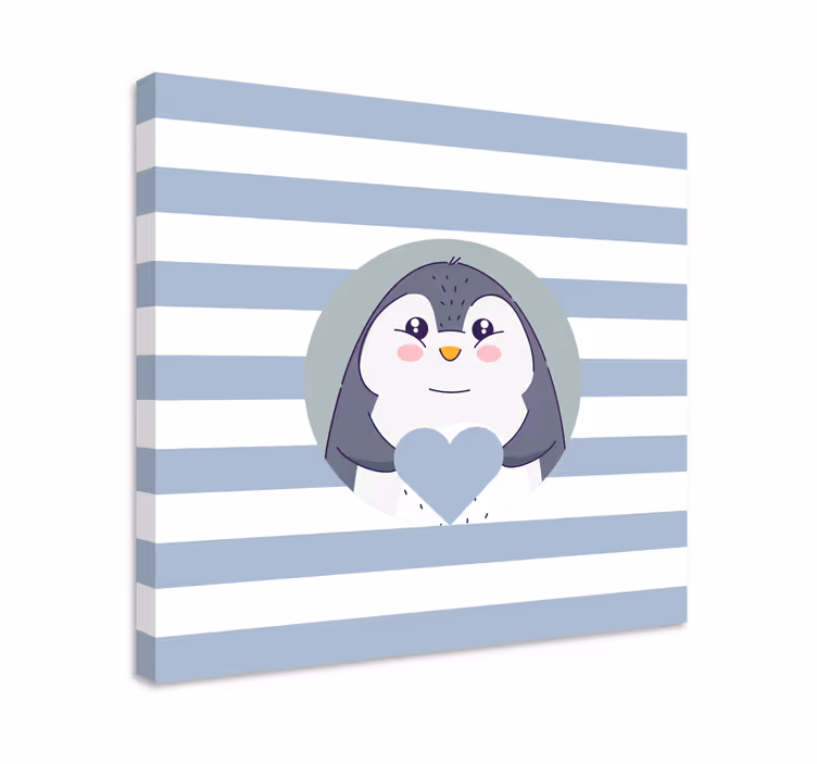 Cuadro para bebés abrazo de pingüino adorable - TenVinilo