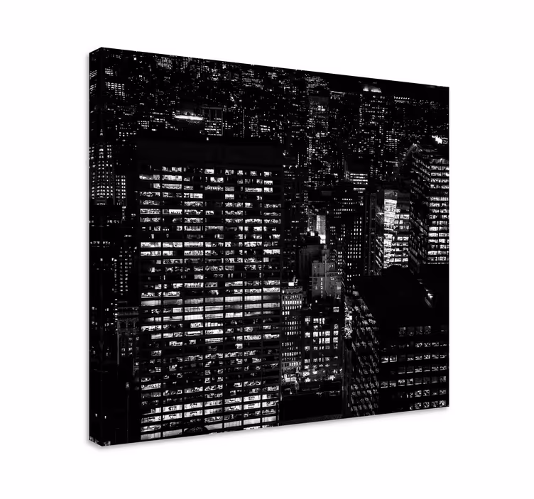 Cuadro ciudades silueta nocturna de la ciudad - TenVinilo