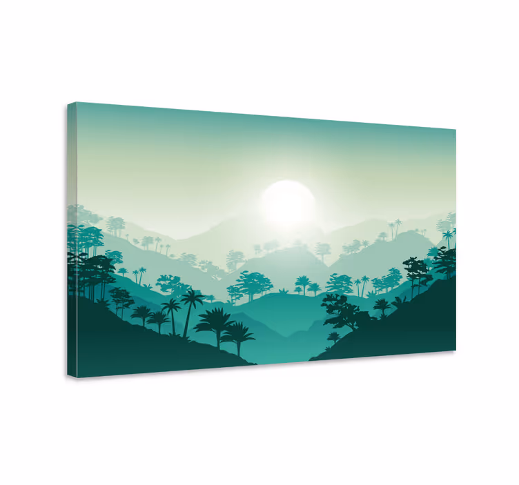 Cuadro paisajes amanecer en las montañas brumosas - TenVinilo