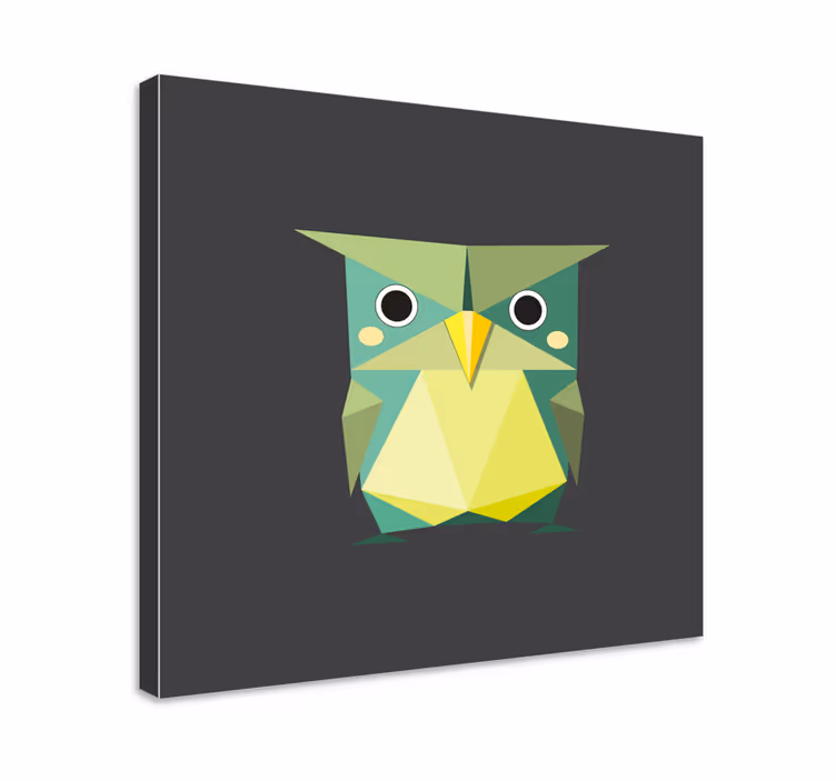 Cuadro animales búho verde geométrico - TenVinilo