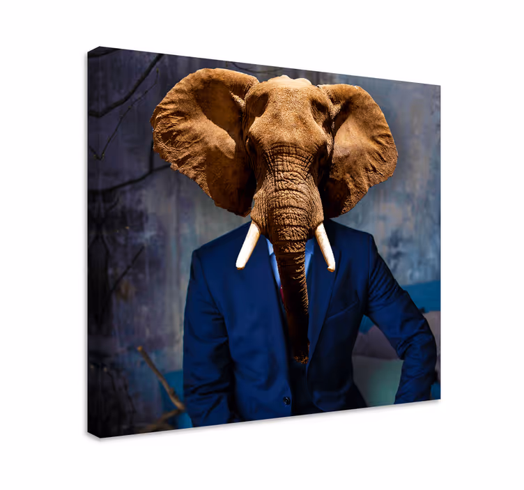 Cuadro de elefantes retrato de cabeza de elefante - TenVinilo