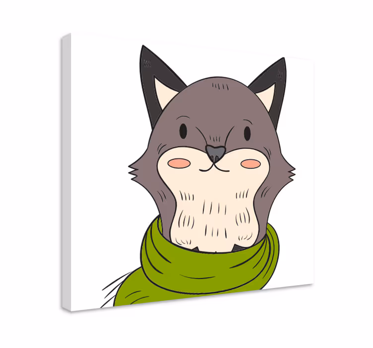 Cuadro animales Zorro gris nórdico con bufanda - TenVinilo