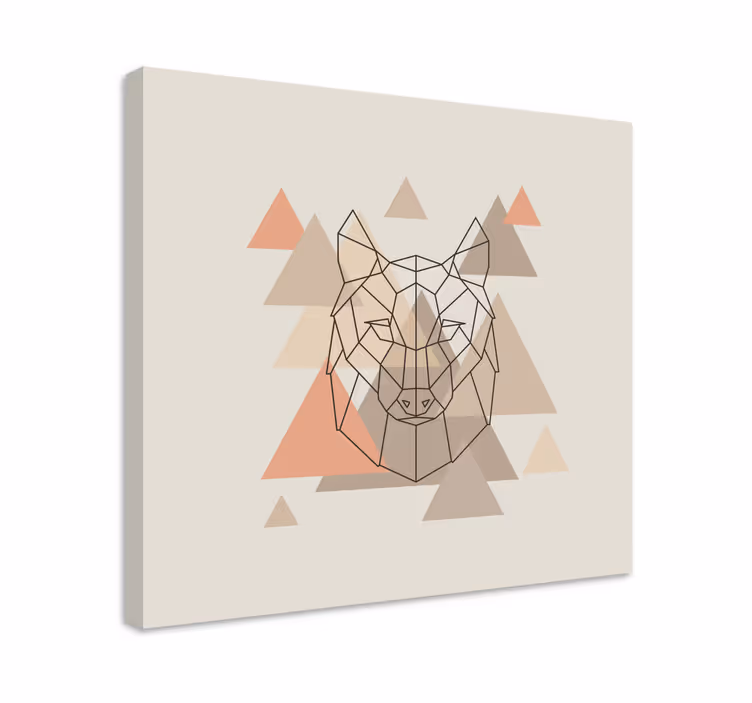Cuadro con personas cabeza de lobo geométrica - TenVinilo