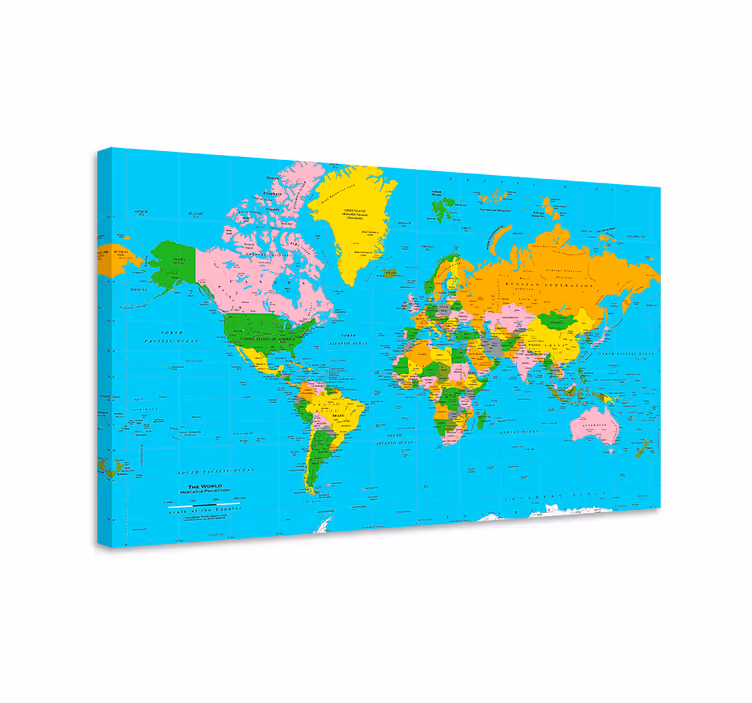 Cuadro mapamundi Atlas de colores - TenVinilo