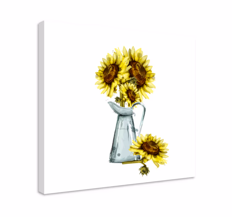 Cuadro de flores girasoles en jarra - TenVinilo