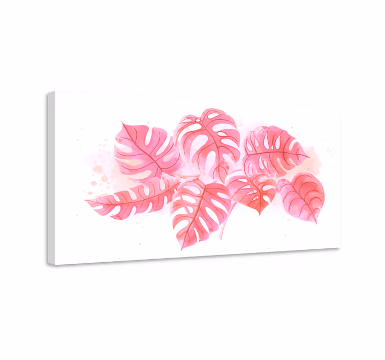 Cuadro de flores con arreglo de hojas de monstera - TenVinilo