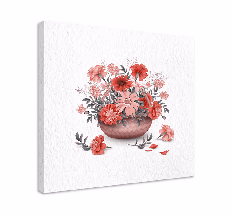 Cuadro de flores arreglo en cesta floral - TenVinilo