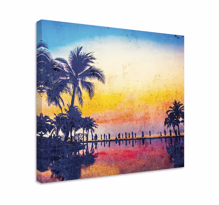 Cuadro paisajes reflejo de palmera en silueta - TenVinilo