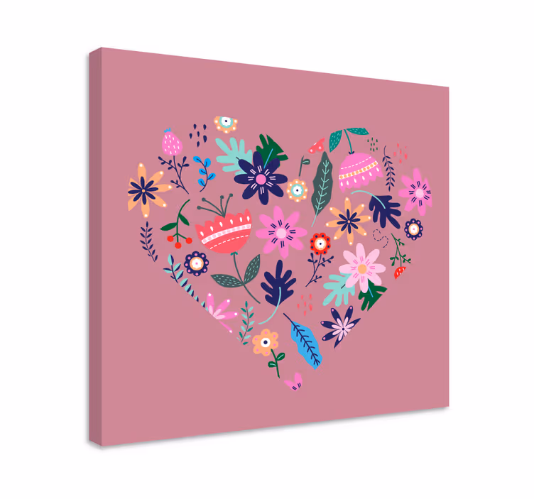 Cuadro de flores arreglo floral corazón - TenVinilo