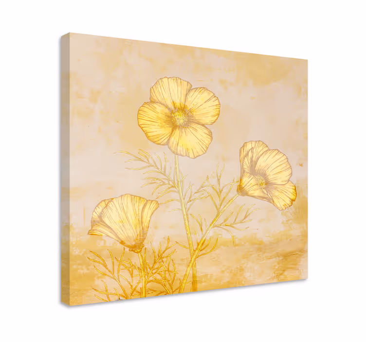 Cuadro de flores composición de flores doradas - TenVinilo