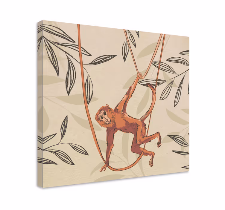 Cuadro animales mono columpio - TenVinilo