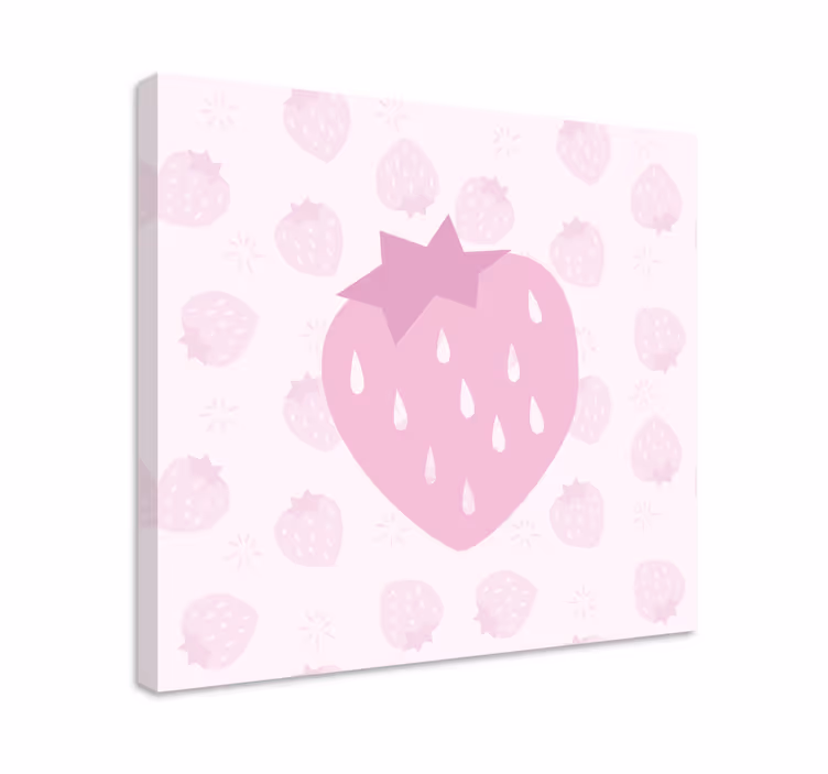 Cuadro para cocina Patrón de fresas en rosa - TenVinilo
