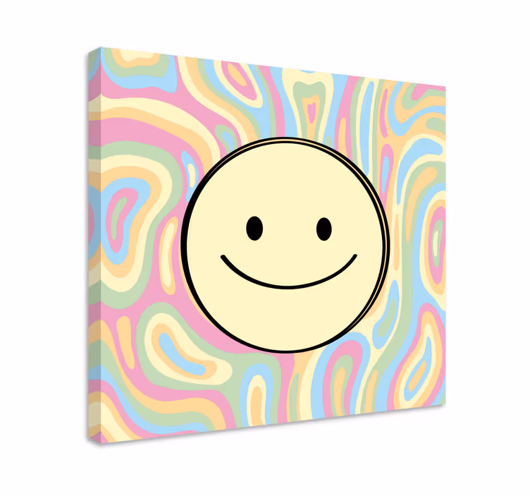 Cuadro frase motivadora patrón de caritas sonrientes - TenVinilo