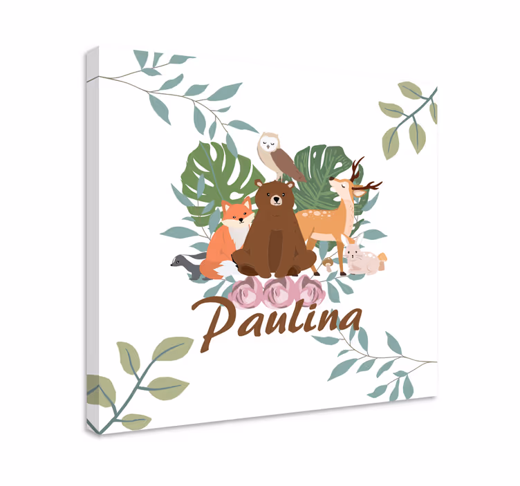 Cuadro personalizable Animales del bosque femeninos personalizado - TenVinilo