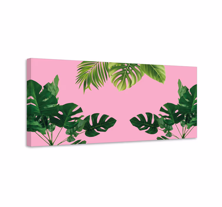 Cuadro de flores arreglo de hojas tropicales - TenVinilo