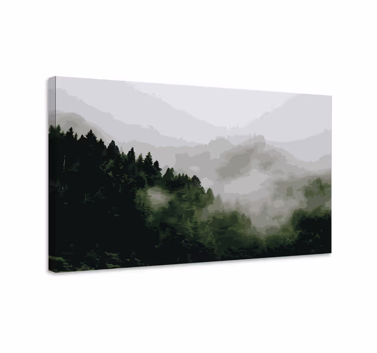 Cuadro paisajes bosque de montañas nebulosas - TenVinilo