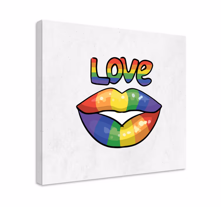 Cuadro frase besos de amor coloridos - TenVinilo