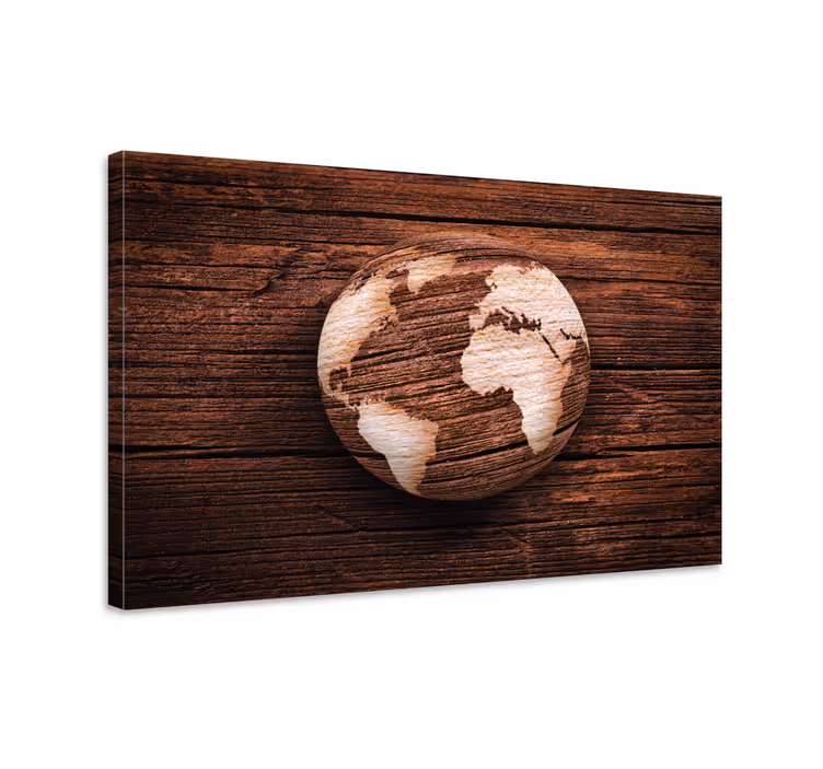 Cuadro mapa diseño globo de madera - TenVinilo