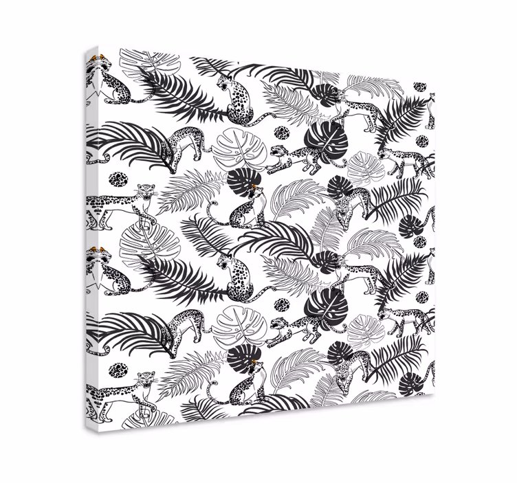 Cuadro animales selva en blanco y negro - TenVinilo