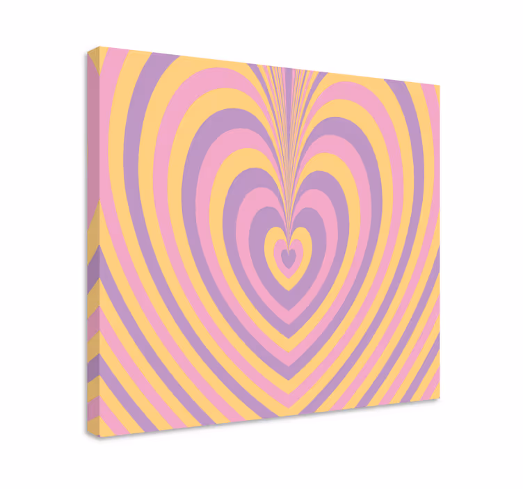 Cuadro abstracto olas con patrón de corazones - TenVinilo