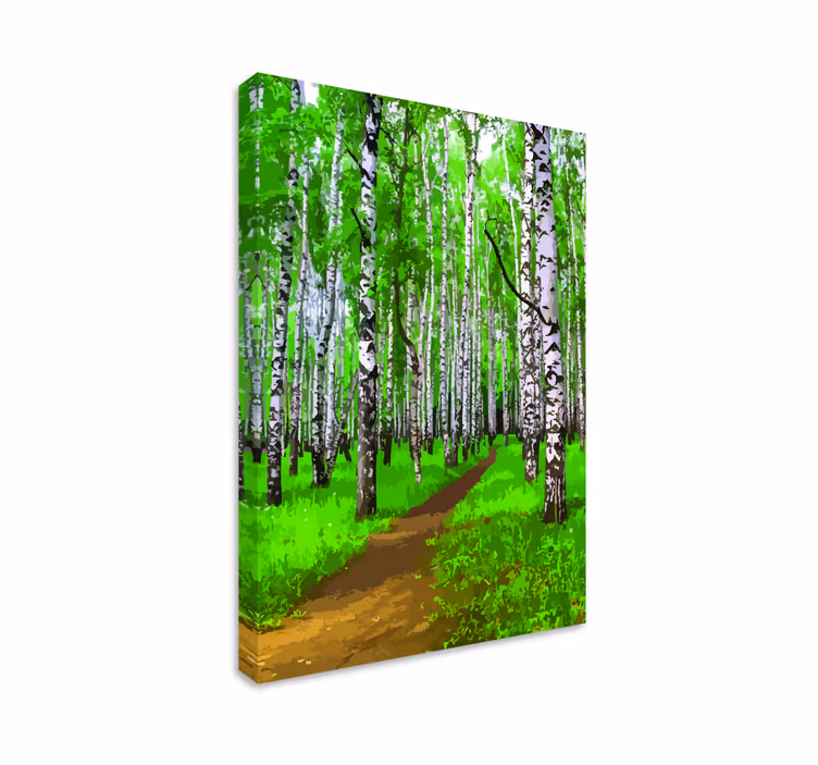 Cuadro paisajes Bosque de abedules con la luz del sol - TenVinilo
