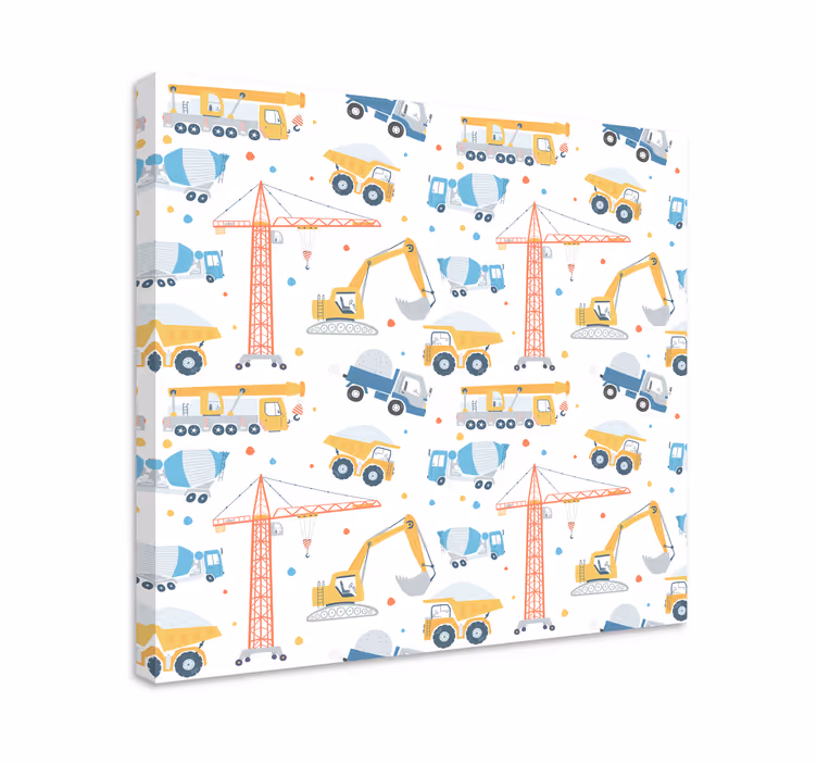 Cuadro infantil Vehículos de construcción de color pastel - TenVinilo