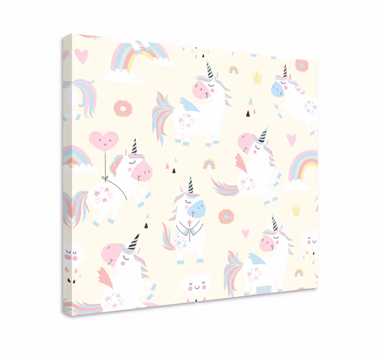 Cuadro unicornio patrón de unicornios juguetones - TenVinilo