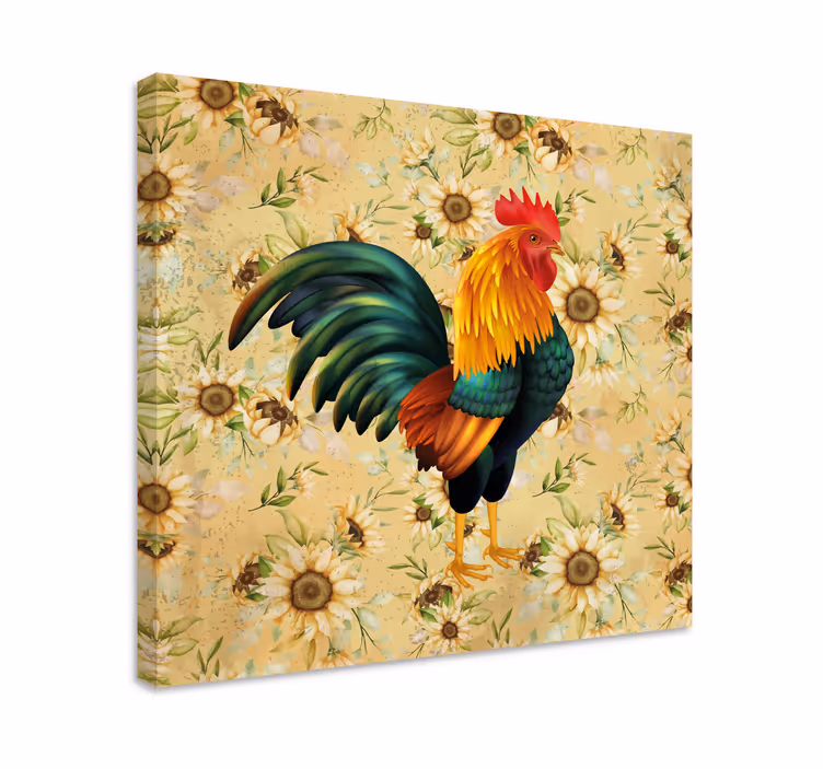 Cuadro aves retrato vívido de gallo - TenVinilo
