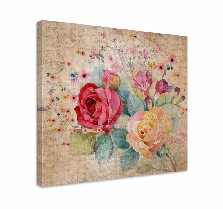 Cuadro de flores arreglo de rosas románticas - TenVinilo