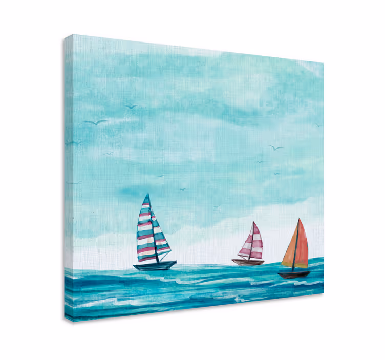 Cuadro de marineros barcos a vela en el mar - TenVinilo