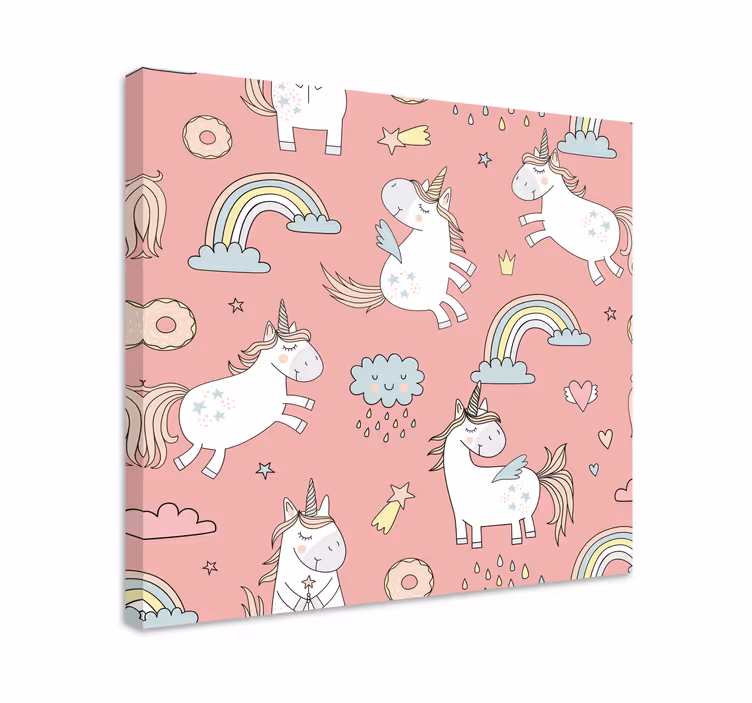 Cuadro de unicornios patrón de unicornios juguetones - TenVinilo