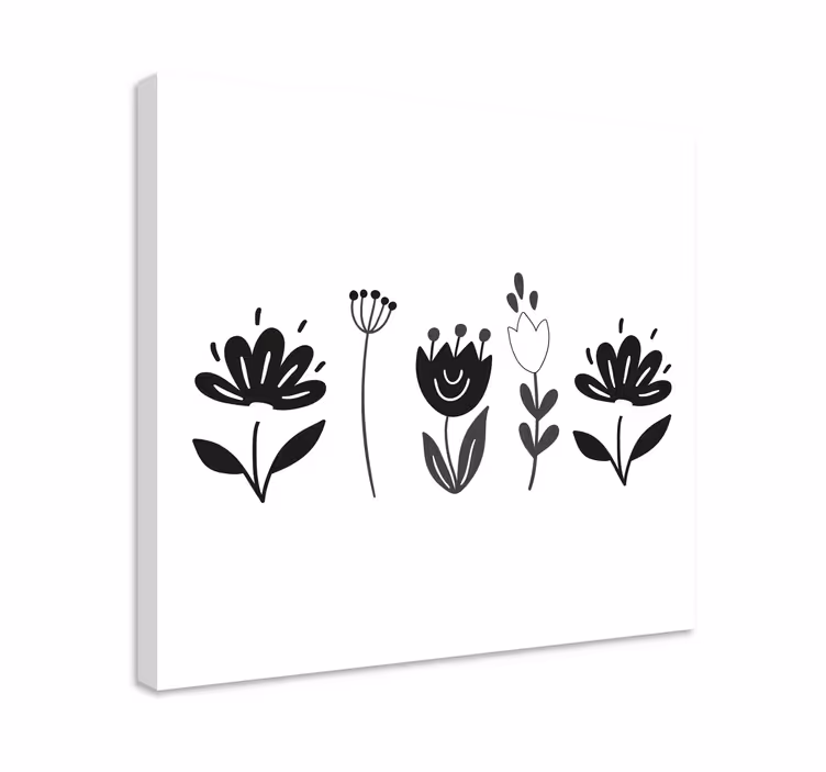 Cuadro de flores Flores en blanco y negro - TenVinilo