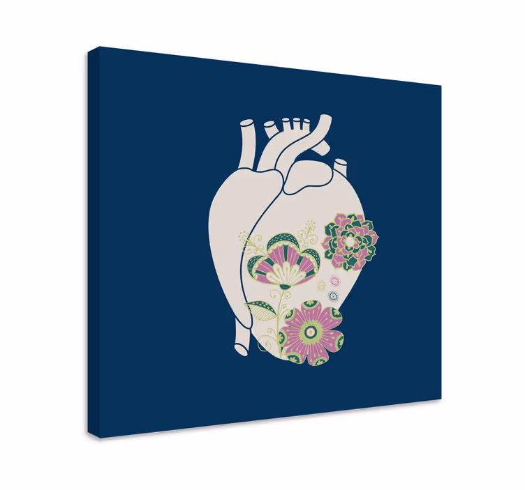 Cuadro de flores Corazón anatómico con flores rojas - TenVinilo