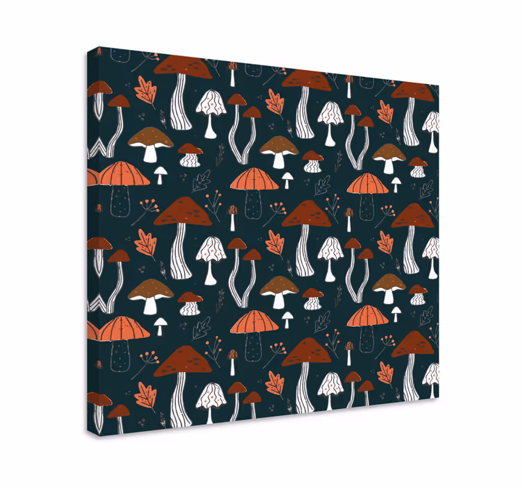 Cuadro de flores diseño de patrón de hongos - TenVinilo