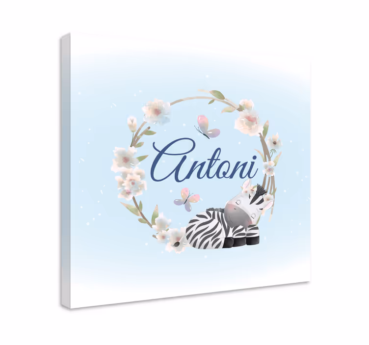 Cuadro para bebés diseño floral de cebra - TenVinilo