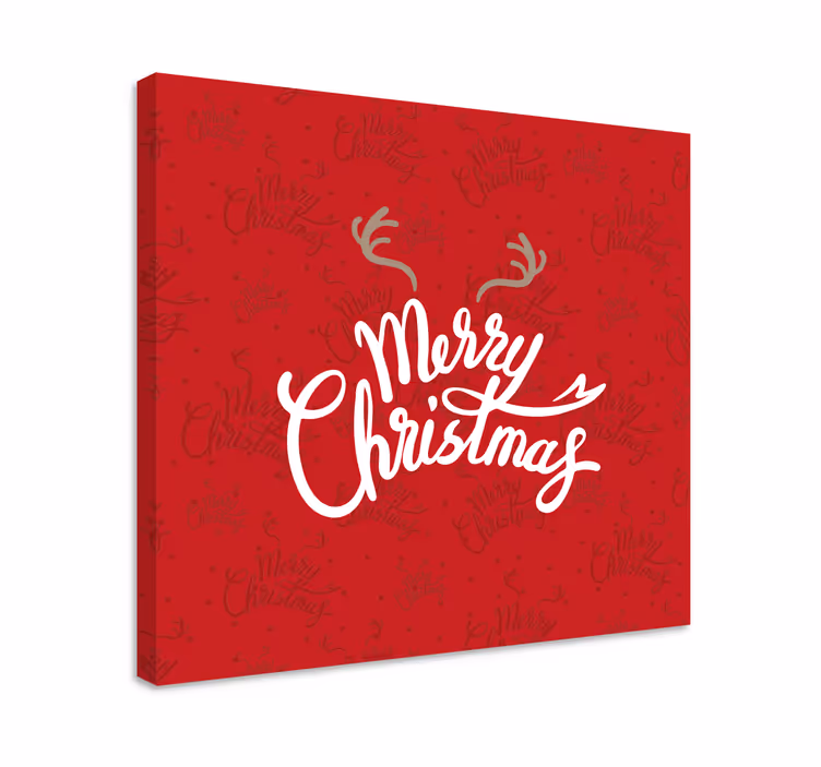 Cuadro de navidad diseño rojo con astas de reno. - TenVinilo