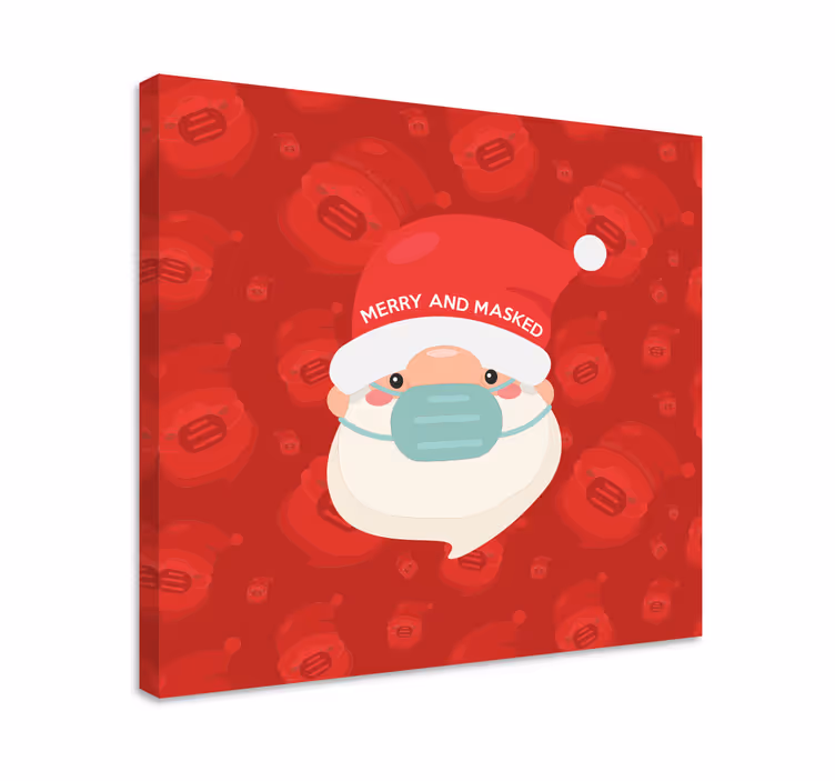 Cuadro abecedario papá noel con mascarilla - TenVinilo