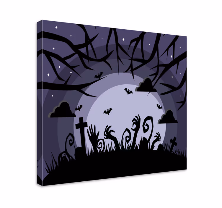 Cuadro con frase escena de cementerio tenebroso - TenVinilo