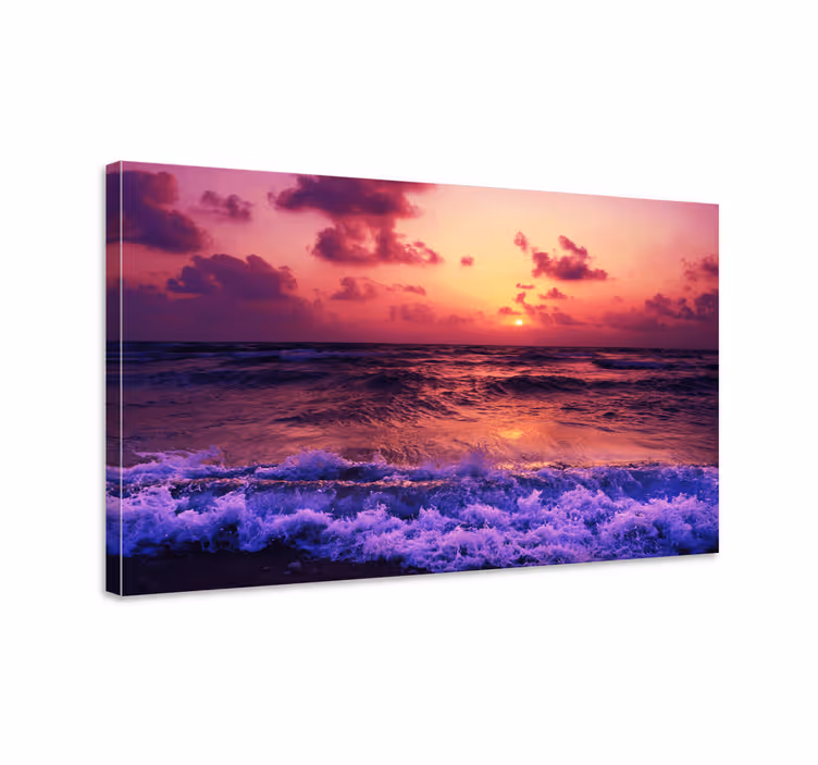 Cuadro paisajes olas del atardecer vibrantes - TenVinilo